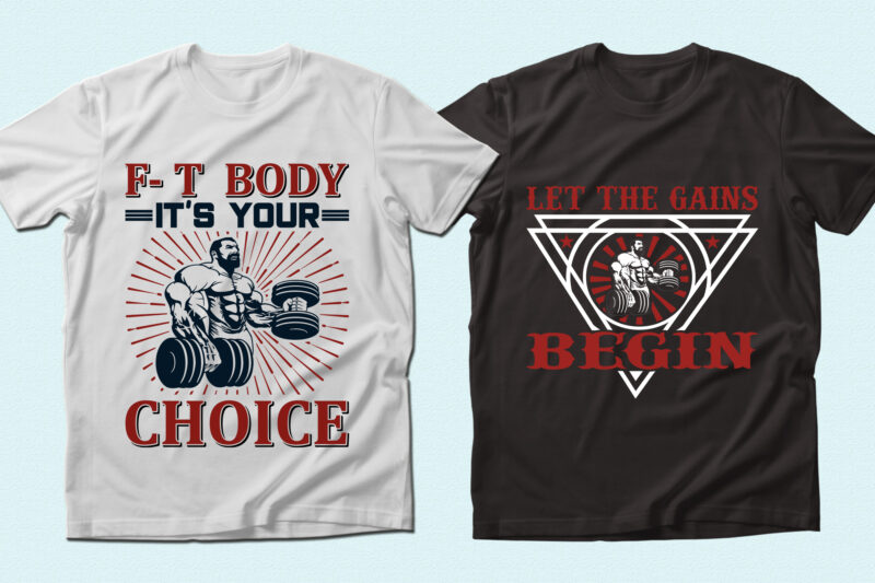 Trendy 74 Gym/Fitness quotes t-shirt designs bundle — 98% off