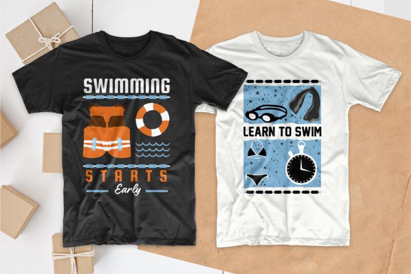 Swimming T-shirt Designs Bundle, Swimmer T shirt Design Bundle, Swimming Quotes SVG, Editable T shirt Design Collection Pack, Set of T-shirt Designs SVG Bundles for commercial use