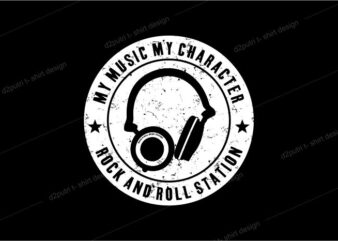 music t shirt design graphic, vector, illustration rock and roll station lettering typography
