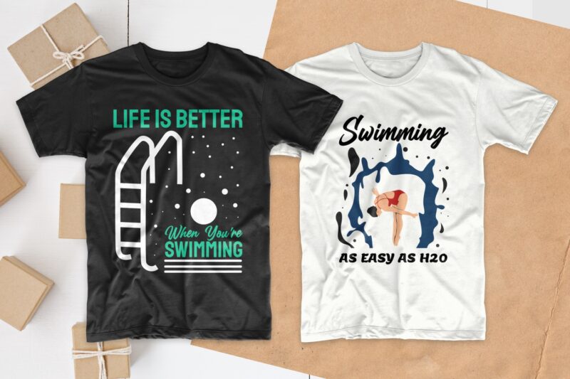 Swimming T-shirt Designs Bundle, Swimmer T shirt Design Bundle, Swimming Quotes SVG, Editable T shirt Design Collection Pack, Set of T-shirt Designs SVG Bundles for commercial use