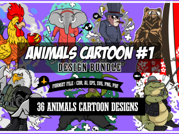 Animals cartoon 1 design bundle