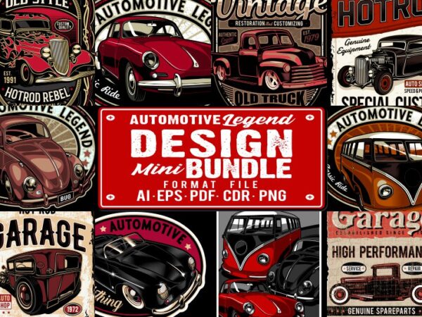 Automotive legend mini bundle 1 t shirt vector