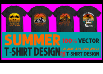 Best selling summer t-shirt designs bundle – 15 summer t shirt designs bundle, 100% vector (ai, eps, svg, dxf, png), beach t shirt design bundle, surf t shirt bundle, surfing