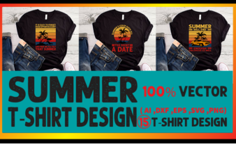 Best selling summer t-shirt designs bundle – 15 summer t shirt designs bundle, 100% vector (ai, eps, svg, dxf, png), beach t shirt design bundle, surf t shirt bundle, surfing