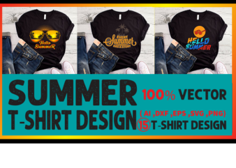 Best selling summer t-shirt designs bundle – 15 summer t shirt designs bundle, 100% vector (ai, eps, svg, dxf, png), beach t shirt design bundle, surf t shirt bundle, surfing