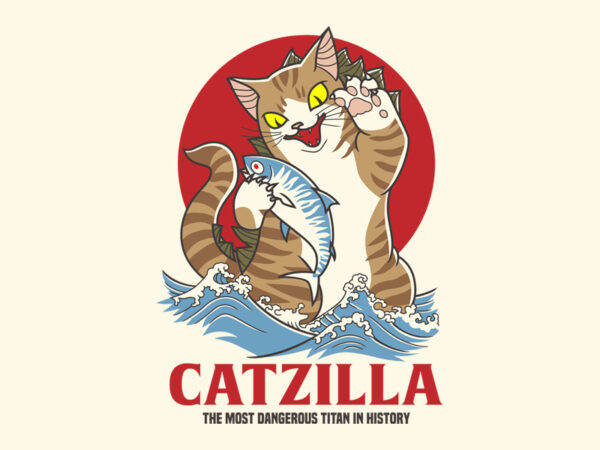 Catzilla t shirt vector file