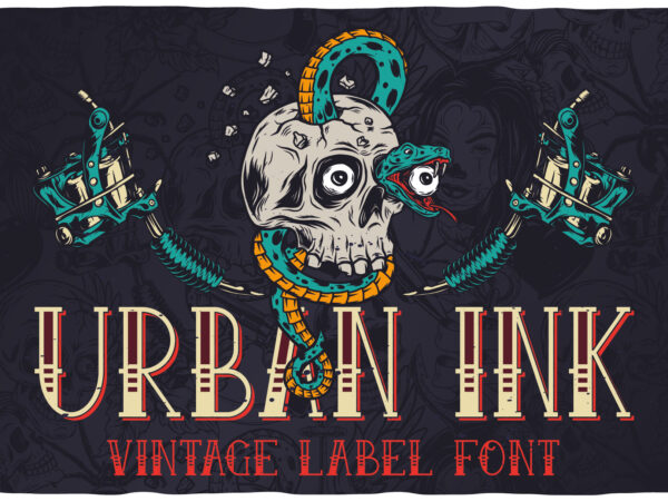 Urban ink – tattoo style layered label font t shirt vector graphic