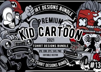 25 Kid Cartoon Tshirt Designs Bundle #13