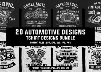 20 automotive tshirt designs bundle