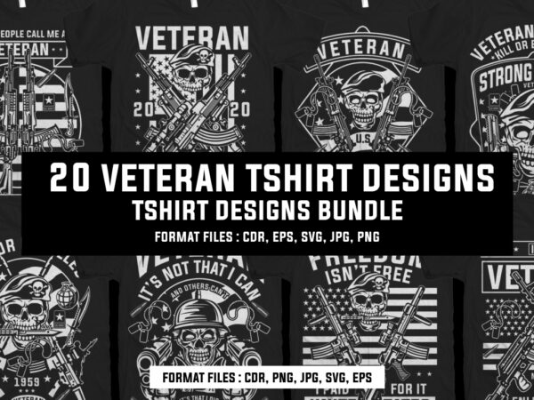 20 veteran tshirt designs bundle