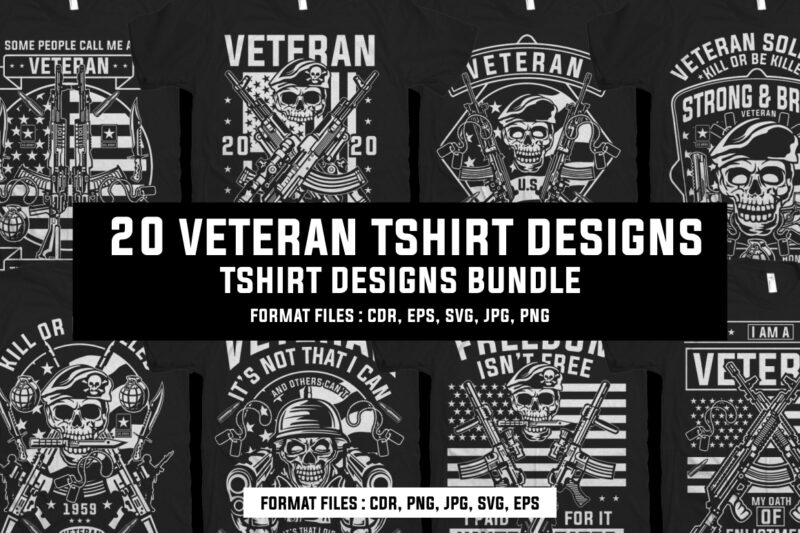 20 Veteran tshirt designs bundle