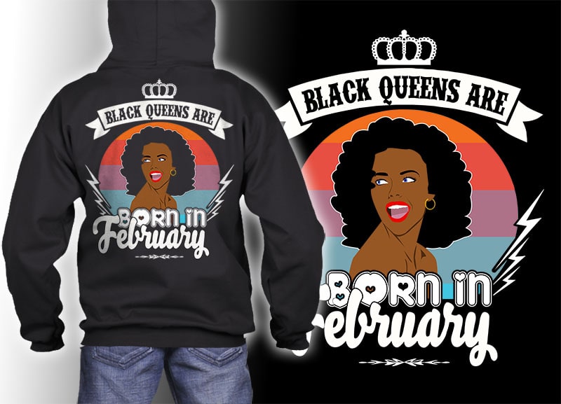 21 Black queens are born in February Tshirt designs bundles