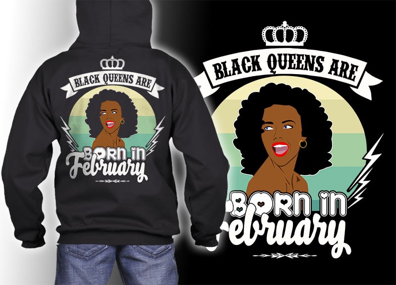 21 Black queens are born in February Tshirt designs bundles