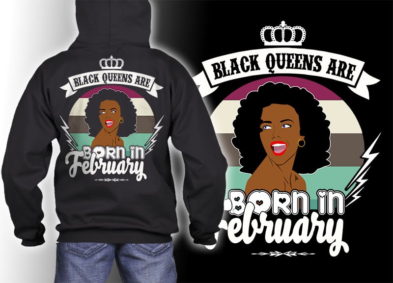 21 Black queens are born in February Tshirt designs bundles