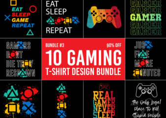 10 Gaming T-Shirt Design Bundle