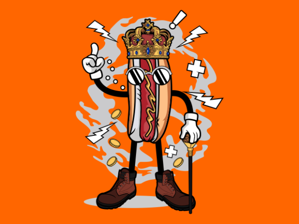 King hotdog t shirt vector art