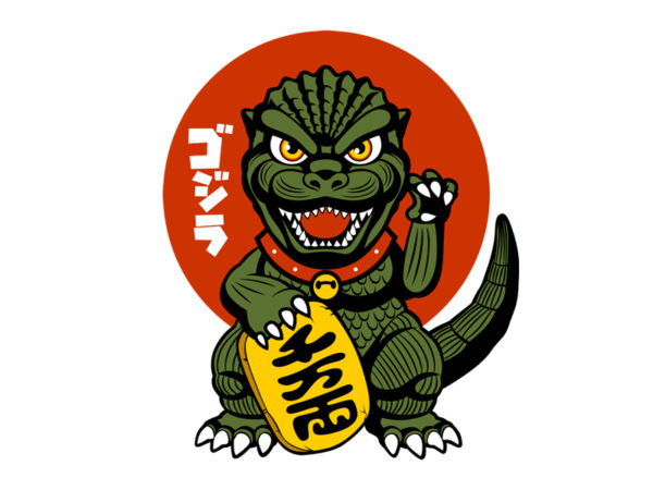 Lucky godzilla t shirt vector graphic