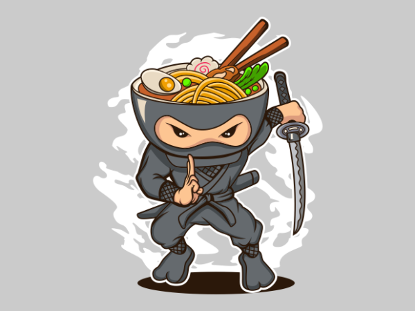 Ninja ramen T shirt vector artwork