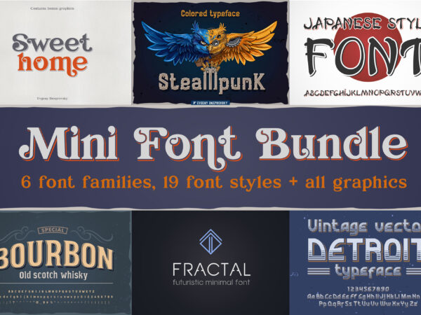 Mini font bundle + all bonus t shirt designs for sale