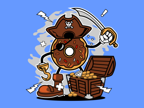 Pirate donut t shirt illustration