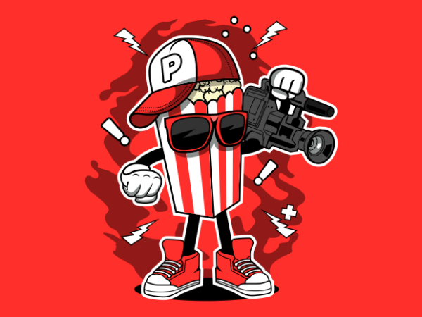 Popcorn cameraman t shirt illustration