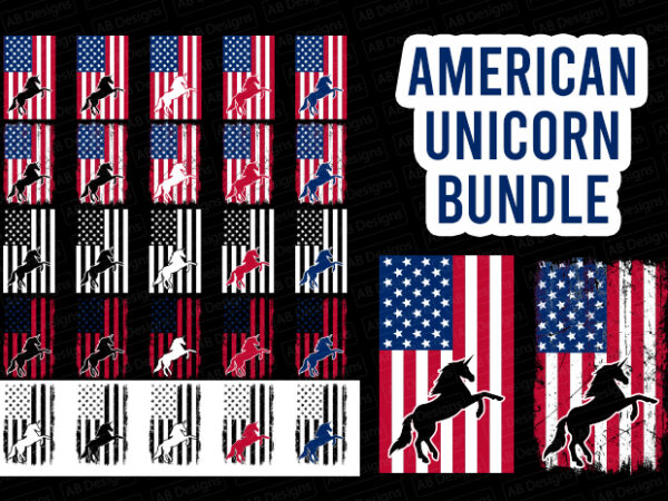 American unicorn flag bundle, usa flag, united state flag t-shirt design