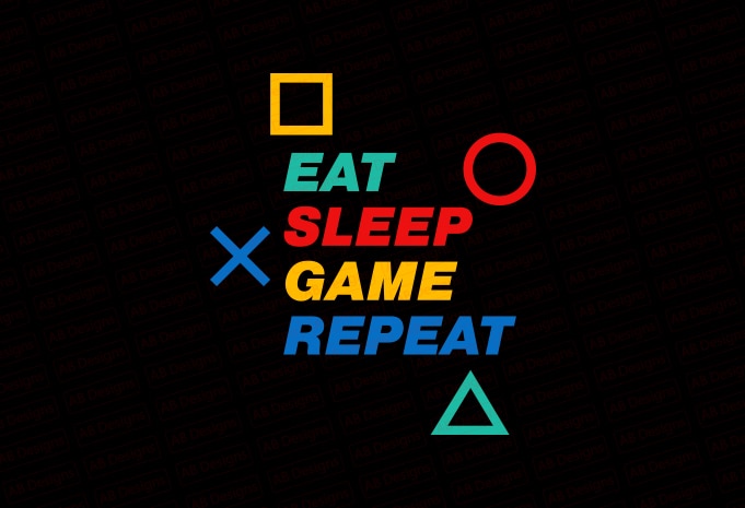 Eat sleep game repeat T-Shirt Design