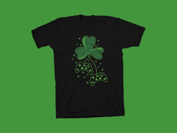 Video game st. patricks day vector illustration, patricks day t shirt design, gamer t shirt design svg, gaming t shirt, gamer t shirt design for sale