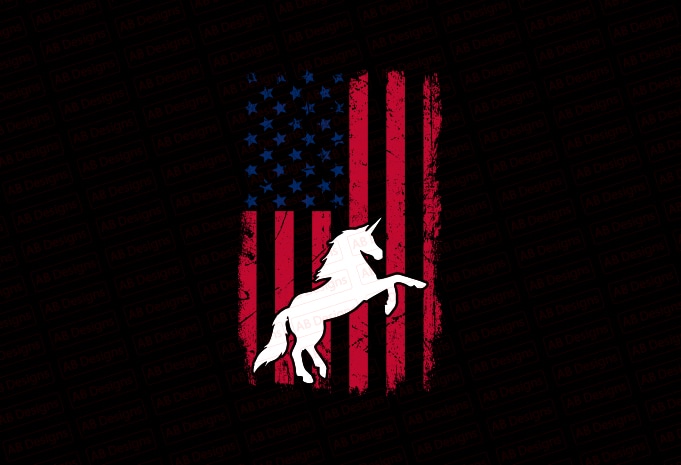 American unicorn flag bundle, USA flag, United state flag T-Shirt Design