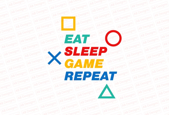 Eat sleep game repeat T-Shirt Design