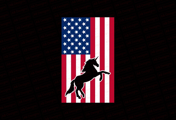 American unicorn flag bundle, USA flag, United state flag T-Shirt Design
