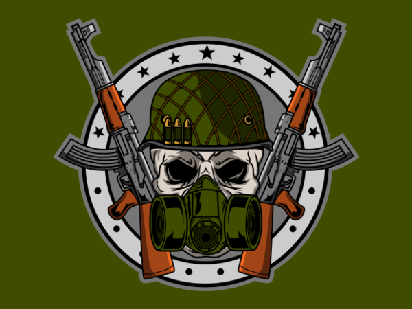 Skull army badge t shirt template vector