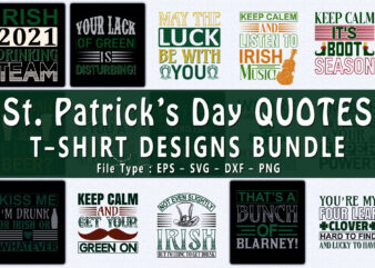 Trendy 20 st patrick's day quotes t-shirt designs bundle --- 98% off