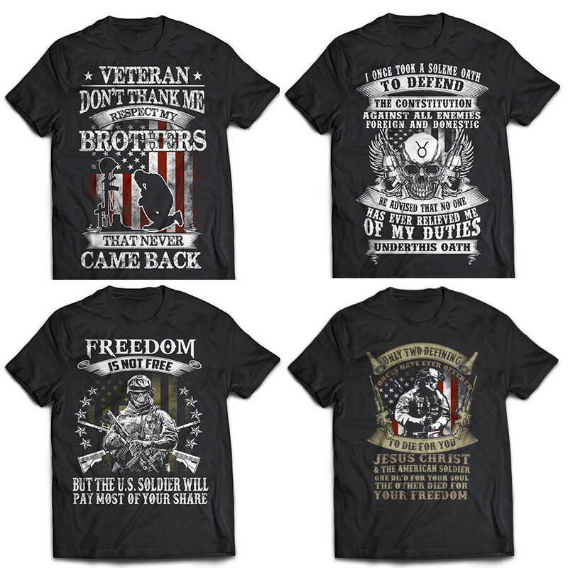 76 bundle veteran, army and military skull american tshirt designs psd file editable text and layers