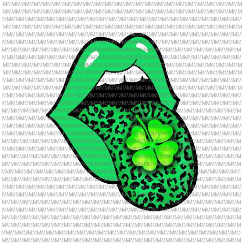 St patricks day, Red lips green leopard tongue cheetah cool png, red lips green leopard patricks day, funny patricks day