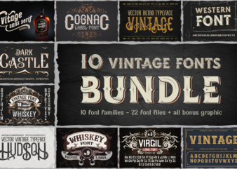 10 Vintage Font Families Bundle