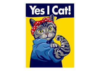 YES I CAT t shirt design template