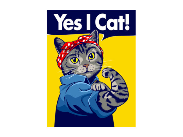 Yes i cat t shirt design template