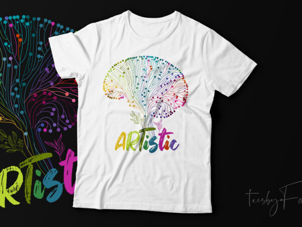 Artistic brain with text artistic colors t shirt design ready to download