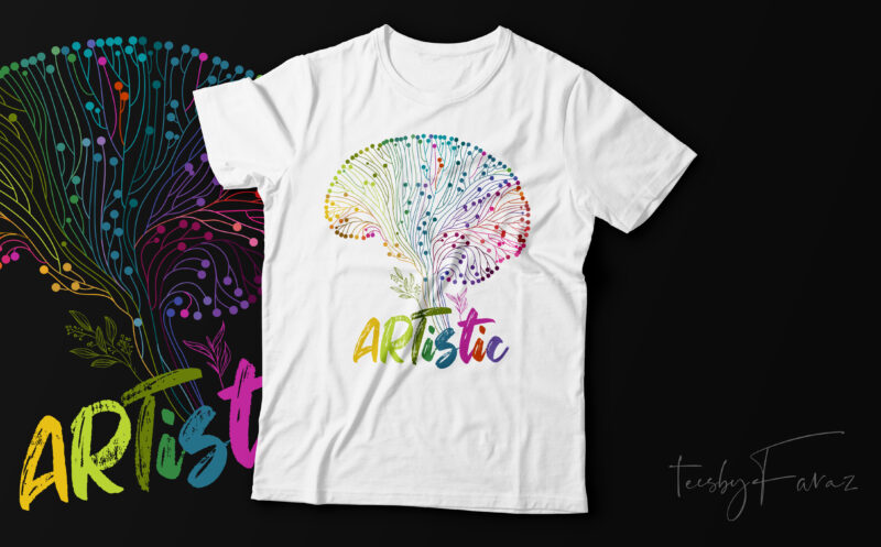 Artistic Brain with text ARTISTIC colors t shirt design ready to download