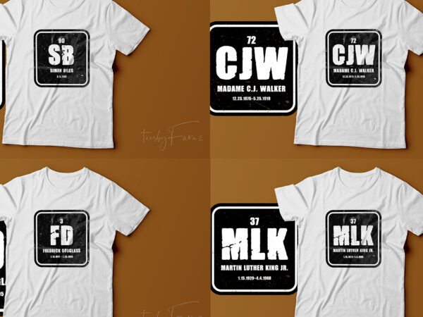 African americans for black history month – martin-luther-king – frederick-douglass – madame c.j. walker – simon biles t shirt vector