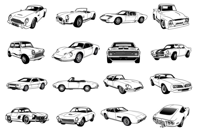 Classic Car T-shirt design Collection vol. 4