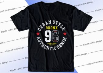 t shirt design graphic, vector, illustration bronx 96 number lettering typography