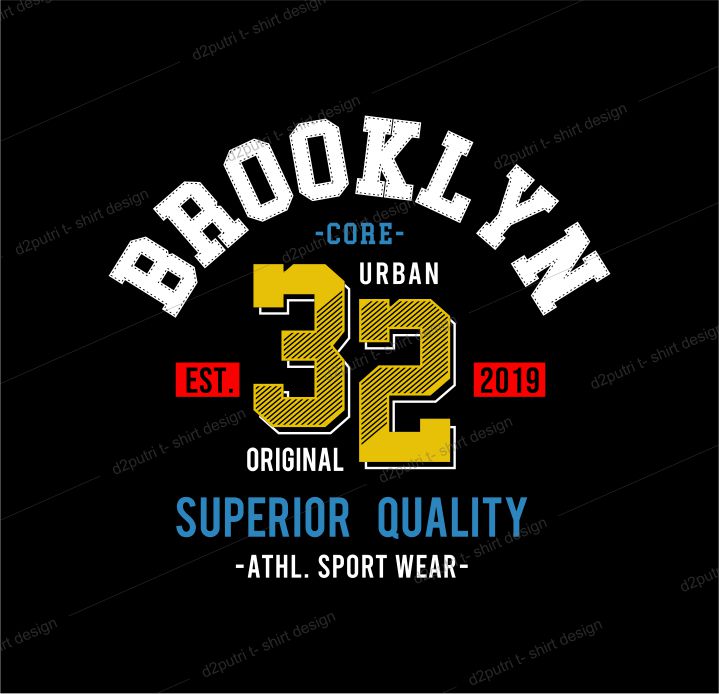 t shirt design graphic, vector, illustration brooklyn 32 lettering typography