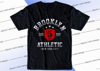 t shirt design graphic, vector, illustration brooklyn athletic lettering typography
