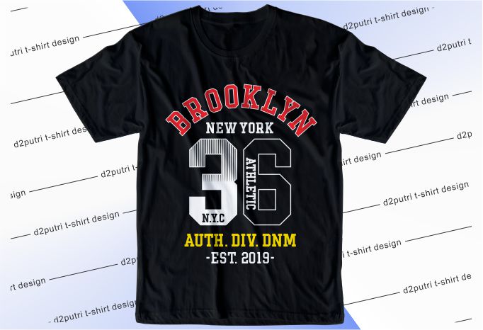 t shirt design graphic, vector, illustration brooklyn new york city ...