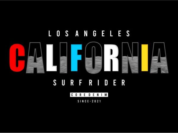 California urban city t shirt design graphic vector