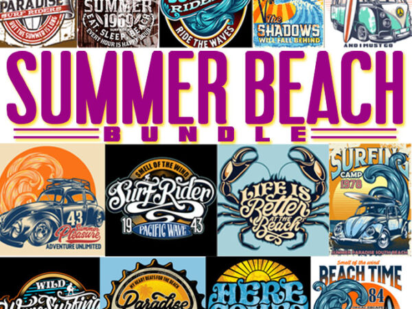 Summer beach bundle t shirt template vector
