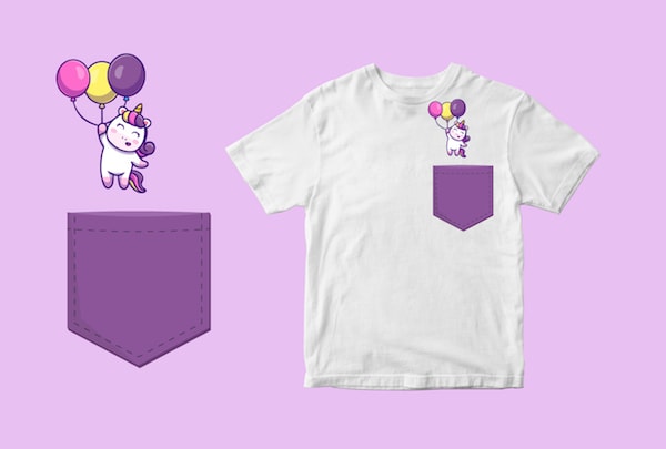 Cute unicorn floating with 3 balloon svg tshirt design