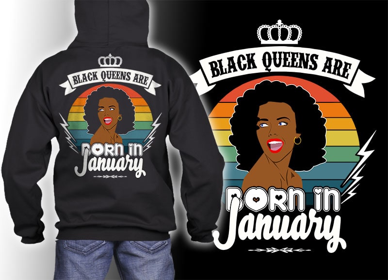 21 Black queens are born january Tshirt designs bundles
